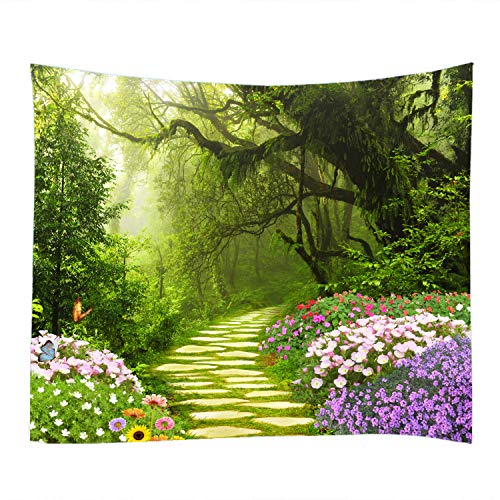 LYFANS Tree Garden Printed Fabric Tapestry Decorative Wall Art Tablecloth Bed Cover Picnic Carpet Beach Towel Bedroom Dormitory Living Room Multi functional Tapestry 79 x 59 inches - color: Big Tree Garden, size: 79x59inch