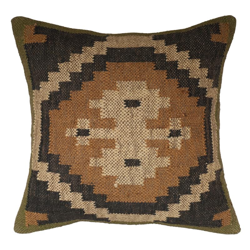 Bohemian Jute Pillow Covers Handwoven Kilim Cushion Cases 18x18 Inches, Vintage Oriental Rug Decorative Throw Pillow Covers for Cozy Sofa & Bed Décor - color: Pattern 08
