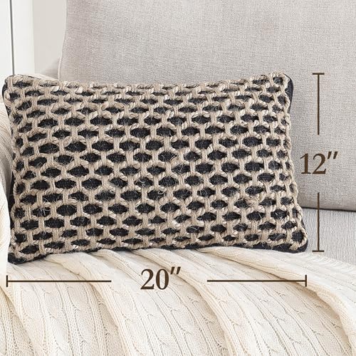 Boho Living Jada Decorative Throw, Includes Accent, Premium Woven Design, Living Room Décor, (1) 12" x 20" Pillow Cover with Insert, Black - color: Black, size: (1) 12" x 20" Pillow Cover With Insert