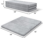 SINWEEK Tri-Folding Mattress with Storage Bag - 4" Foldable Foam Topper Cot Mattress, Guest Bed with Machine Washable Cover & Waterproof Lining, CertiPUR-US Certified (58 x 78 Inch)