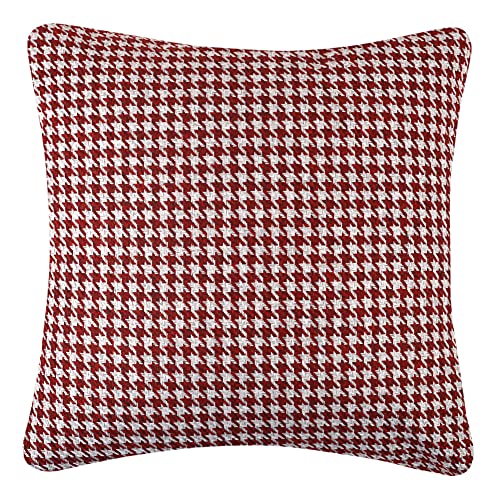 Yeiotsy 2pcs Houndstooth Throw Pillow Covers Geometric Cushion Case for Couch Sofa Bed and Chair Made of Cotton and Linen (18 X 18 Inches, Red) - color: Red