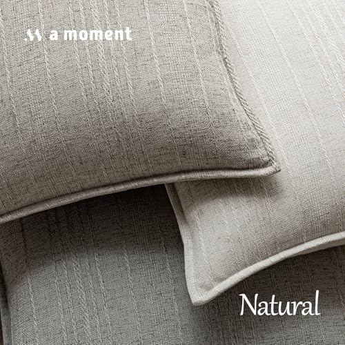 a moment Linen Pillow Covers Set of 2,Boho Farmhouse Throw Pillowcases Neutral Textured Decorative Covers for Couch Sofa Bed, Soft Linen Blend Accent Case Cushion Home Decor 20"x20" Beige Grey - color: Beige Grey, size: 20" x 20" (Pack of 2)