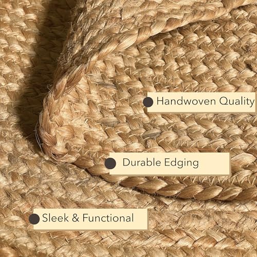 Chardin home Hand Woven Natural Jute Braided Area Rug – 3x5 Feet Oval | Vintage Boho Reversible Rug for Living Room, Bedroom, Dining Area, Entryway | Farmhouse Natural Fiber Floor Covering - size: 3' x 5' (Oval)