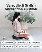 Mindful Modern Velvet Meditation Cushion | Luxe Zafu Yoga Floor Pillow Seat | Posture Support | Buckwheat Hull Filled | Large Round Cushion with Removable Washable Cover + Carry Handle