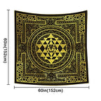 SHRAPHY Golden Sri Yantra Tapestry 60x60 Inches Mandala Sacred Geometry Decor Tapestry Yoga Meditation Spiritual Tapestries for Room Bedroom GTHYUH566