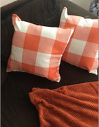 Fall Outdoor Orange Decor Throw Pillow Covers 20x20 Set of 2 Decorative Thanksgiving Buffalo Check Plaids Rustic Autumn Farmhouse Cushion Cases Home Decoration for Living Room Bed Couch, Orange White
