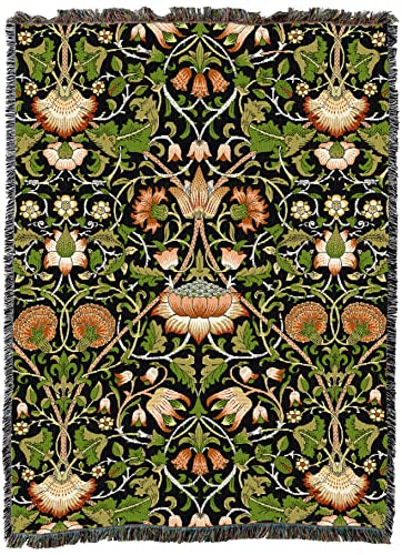 Pure Country Weavers William Morris Lodden Tole Blanket - Arts & Crafts - Gift Tapestry Throw Woven from Cotton - Made in the USA (72x54) - color: Tole, size: Large