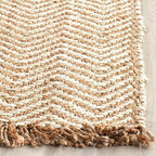 SAFAVIEH Natural Fiber Collection Accent Rug - 3' x 5', Bleach & Natural, Handmade Chevron Fringe Jute, Ideal for High Traffic Areas in Entryway, Living Room, Bedroom (NF458A) - size: 3' x 5' (Rectangular)
