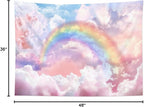 HVEST Rainbow Cloud Tapestry Wall Hanging, Rainbow and Pink Cloud Pastel Wall Decor, Aesthetic Nature Landscape Tapestry for Living Room Bedroom Aesthetic Decor, 36L x 48W Inches