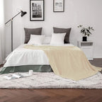 MIULEE Beige Throw Blanket 3D Ribbed Jacquard Fleece Flannel Velvet Plush Decorative Bed Blanket (Throw, 50" x 70") - Super Soft, Lightweight, Warm and Cozy for Couch Sofa