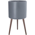 D'vine Dev 16 Inch Planter Pot with Stand, Mid-Century Tall Plant Pot with Legs for Indoor Plants, XX-Large, Grey, 88-O-E-3