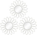 3 Pack Metal Mirrors for Wall Sunburst Wall Mirrors Home Décor Decorative Hanging Wall Art for Living Room Bedroom Entryway (White, Flowers)