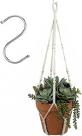 Large Macrame Plant Hanger with S Hook, 35 Inch Hanging Planters for Indoor Plants Outdoor, Extra Long Strong Hanging Plant Holder Basket Boho Home Decor(Ivory)