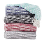 DII Woven Throw Collection 100% Cotton, Basketweave, 50x60, Aqua - color: Aqua, size: 50x60"