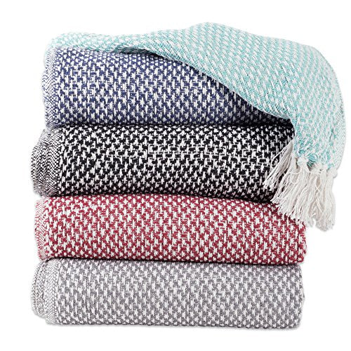 DII Woven Throw Collection 100% Cotton, Basketweave, 50x60, Aqua - color: Aqua, size: 50x60"