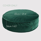 Round Floor Pillow Cover Velvet Throw Seating Pouf Yoga Meditation Cushion Plush Case Reading Room Decor Cover Only (25.6IN, Green)