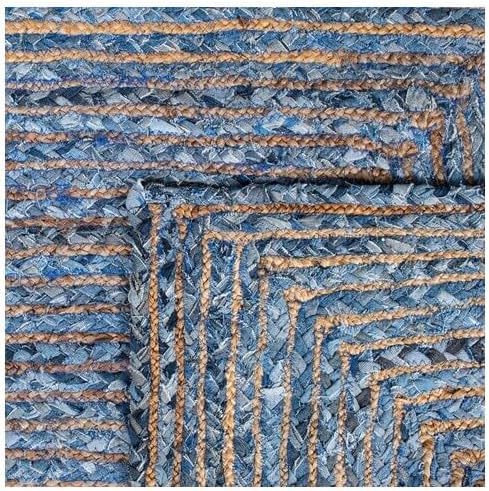 SAFAVIEH Cape Cod Collection Area Rug - 2'3" x 5', Blue & Natural Brown, Handmade Jute & Cotton, Woven Braided Design (CAP202M)