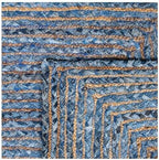 SAFAVIEH Cape Cod Collection Area Rug - 2'3" x 5', Blue & Natural Brown, Handmade Jute & Cotton, Woven Braided Design (CAP202M)