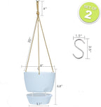 8 inch Hanging Planters, 2 Pack Self Watering Hanging Pots with 20oZ Deep Reservoir for Indoor Outdoor Plants Flowers, White