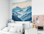 EMMTEEY Mountain Tapestry Blue Ink Cloudy Mountains 60X40 Inch Small Tapestry Wall Art Hanging Tapetries for Bedroom Living Room Dorm Décor