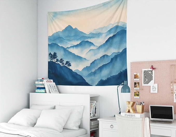 EMMTEEY Mountain Tapestry Cloudy Mountains 80X60 Inch Large Tapestry Wall Art Hanging Tapetries for Bedroom Living Room Dorm Décor