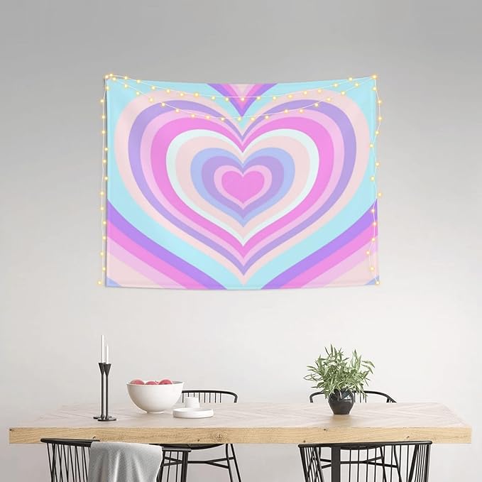 Ochori Bright Heart Neon Tapestry 29x37 In Aesthetic Wall Hanging Decorative Tapestries Cute Preppy Banner For Teen Girl Bedroom College Dorm Home Living Room Party Decor