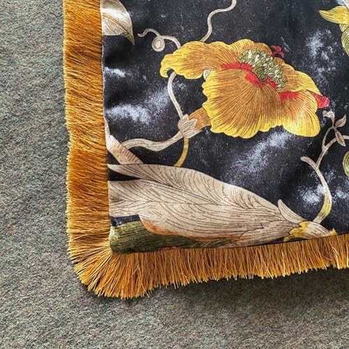 GUMAS Original Luxurious Floral and Bird Print Velvet Throw Pillow, 18x18 Cushion Cover with Vintage Chinese Style Design (1, Black Cover) - color: Black Cover
