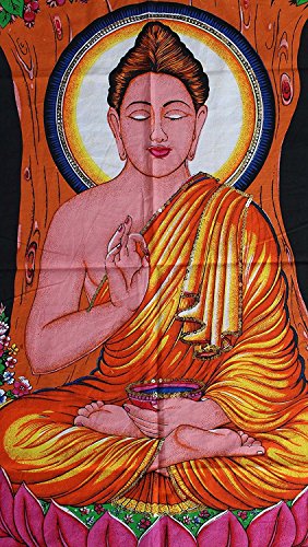Rastogi Handicrafts Cotton Wall Hanging Indian Goddess Indian Deity 40" X 30" Poster Size (BUDDHA-G) - color: BUDDHA-G