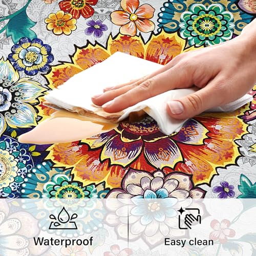 Floral Kitchen Rugs Mats for Floor 2 Piece Flowers Anti Fatigue Kitchen Mats Non Slip Cushioned Comfort Standing Mat for Sink, Office, Laundry, 17.3x28+17.3x47 Inch - color: Boho Floral-2pcs, size: 17.3"x28"+17.3"x47"-0.40Th[2PCS]
