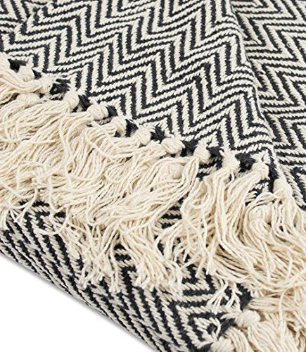 DII Chevron Throw Collection Handloomed Cotton, 50x60, Black - color: Black, size: 50x60"