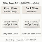 Decorative Throw Pillow Covers 12x20 Inch Set of 2 – White Christian Lumbar Pillowcase – Give It to God and Go to Sleep/Relax God’s Got This – Faith Bedroom Bed Decor for Women