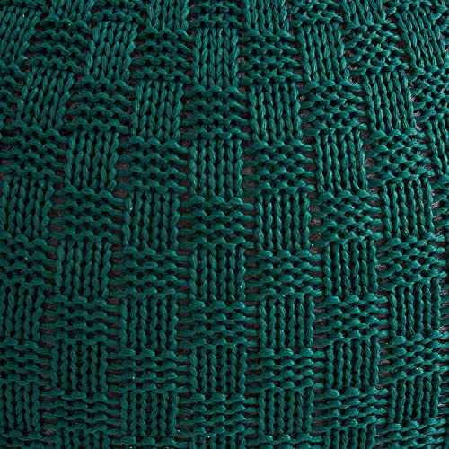 ARTPLAN - Round Knit Pouf - Woven Floor Ottoman - Handmade & Hand Stitched - 19.7 Dia x 12.8 High - Boho Home Décor - Living Room - Bedroom,Invisible Green - color: Invisible Green