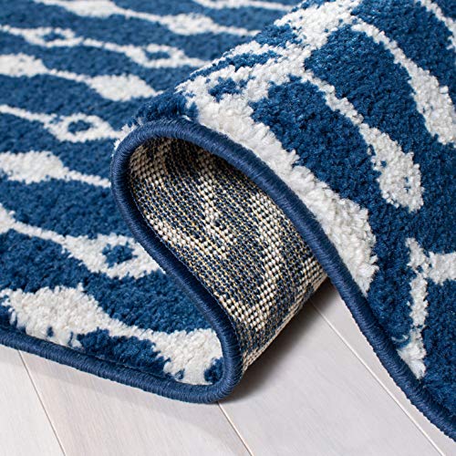 SAFAVIEH Tulum Collection Accent Rug - 2' x 4', Navy & Ivory, Moroccan Boho Distressed Design, Non-Shedding & Easy to Clean, Ideal for Front Door, Kitchen, Entryway, Foyer (TUL270N) - color: Navy/Ivory, size: 2' x 4' (Rectangular)