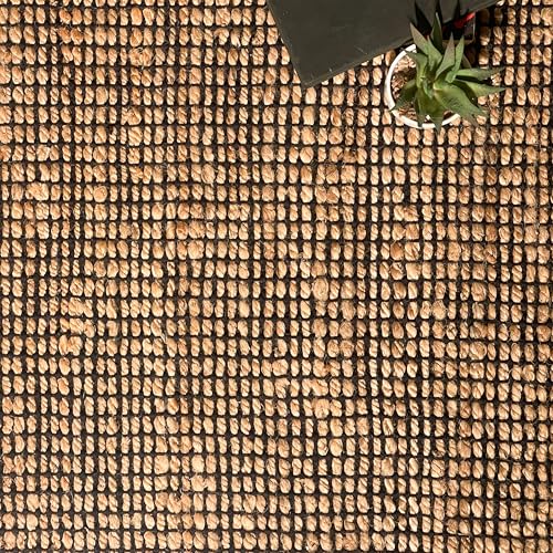 Chardin home 5x7 Jute Cotton Handwoven Area Rug | Braided Boho Farmhouse Rug in Natural Jute/Black | Rustic Vintage Floor Covering for Living Room, Bedroom, Kitchen, and Entryway - color: Natural Jute-black, size: 5' x 7' (Rectangular)