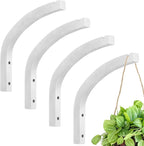 Juexica 4 Pcs Plant Hanger Wooden, 8 Inch Hanging Plant Hooks for Indoors and Outdoor, Wall Mounted Hanging Hook Brackets for Planters Lanterns Wind Chimes and Bird Feeders Patio Decor(White)