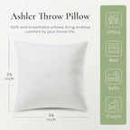 Ashler Throw Pillow Inserts 26 x 26 Inches Set of 4, Indoor Decorative Pillows, Soft and Firm Pillows with Air Layer, Square Cushion Sham Stuffer for Couch and Living Room