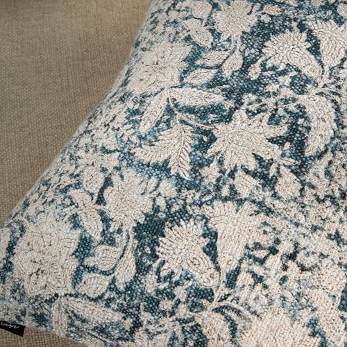 Handblock Printed Vintage Indian Cotton Decorative Throw Pillow Covers, Set of 2 (Denim Blue, 18" x 18" (Pack of 2)) - color: Denim Blue, size: 18" x 18" (Pack of 2)