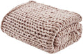 Madison Park Boho Throw Blanket, Soft Handmade Gift Home Decor, Lightweight & Breathable All Seasons Chunky Knit Throw, 50"x60" Blush