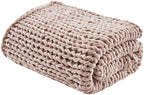 Madison Park Boho Throw Blanket, Soft Handmade Gift Home Decor, Lightweight & Breathable All Seasons Chunky Knit Throw, 50"x60" Blush