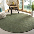 SAFAVIEH Natural Fiber Collection Area Rug - 4' Round, Green, Handmade Boho Fringe Woven Jute, Ideal for High Traffic Areas in Living Room, Bedroom (NF368G)