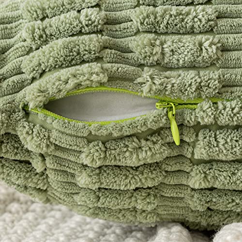 MIULEE Pack of 2 Spring Corduroy Decorative Throw Pillow Covers 12x12 Inch Soft Boho Striped Pillow Covers Modern Farmhouse Home Decor for Summer Sofa Living Room Couch Bed Sage Green - color: Sage Green, size: 12" x 12" (Pack of 2)