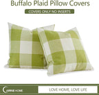 CARRIE HOME Spring Sage Green Plaid Pillow Covers 20x20 Set of 2, Green Decorative Buffalo Plaid Couch Pillows, Farmhouse Spring Home Decor Indoor Checkered Pillow Cover (No Pillow Inserts)