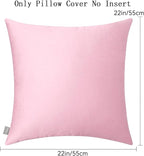 Thmyo 4-Pack 100% Cotton Comfortable Solid Decorative Throw Pillow Case Square Cushion Cover Pillowcases Blank Pillow Covers Valentines Day DIY Throw Pillowcase for Sofa Bed(22x22inch/55x55cm,Pink)