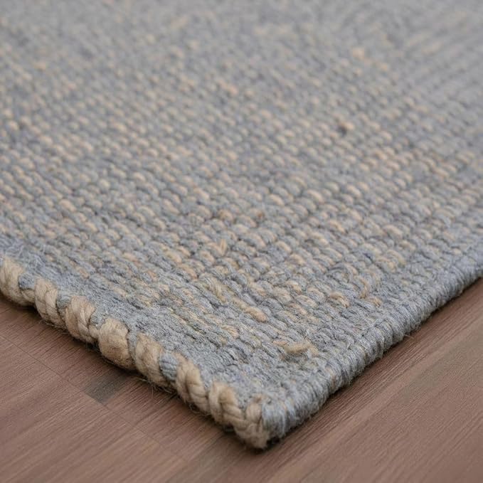 Light Gray 6x9 Handwoven Jute Cotton Area Rug – Reversible Natural Fiber Rug for Living Room, Bedroom and Dining Rooms