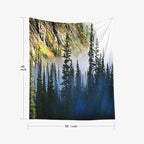 EMMTEEY Mountain Nature Tapestry - Fog and Pine Tree on Rugged Mountainside - 50X60 Inches - Perfect for Families