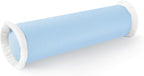 Hofdeco Premium Coastal Hampton Style Patio Indoor Outdoor Bolster Pillow Cover Only, 6"x20" Water Resistant for Couch, Backyard, Solid Baby Blue White Fringe