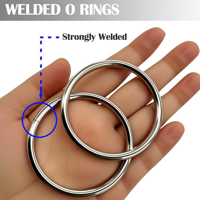 Ewparts Metal Rings 2 inch Macrame Metal Rings for Crafts for Macrame Plant Hangers Dog Collars 10 Pack 5mm Thick Welded Heavy Duty O Ring 2 in Buckle 50mm O Rings for Jewellry Making,Sewing