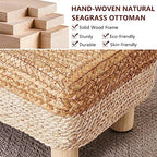 Wimarsbon Natural Seagrass Footstool Ottoman Rectangular Footrest Pouf Ottomans with Wooden Legs Hand Weave Step Stool for Living Room Bedroom Entryway White - color: White, size: 12"D x 16.5"W x 9.5"H