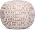 BIRDROCK HOME Round Pouf Foot Stool Ottoman - Knit Bean Bag Floor Chair - Cotton Braided Cord - Great for The Living Room, Bedroom and Kids Room - Small Furniture (Light Natural)