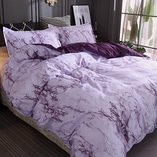 Feelyou Twin Bedding Duvet Cover Set Grape Reversible Marble Luxury Microfiber Lightweight Down Comforter Quilt Cover with Zipper Closure Best Organic 2PCS - color: Multi 45, size: Twin